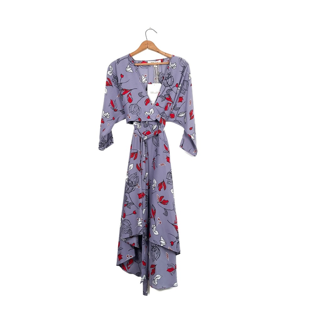 DIANE VON FURSTENBERG Pixie Dress Wrap Floral Deep‎ Tara XS